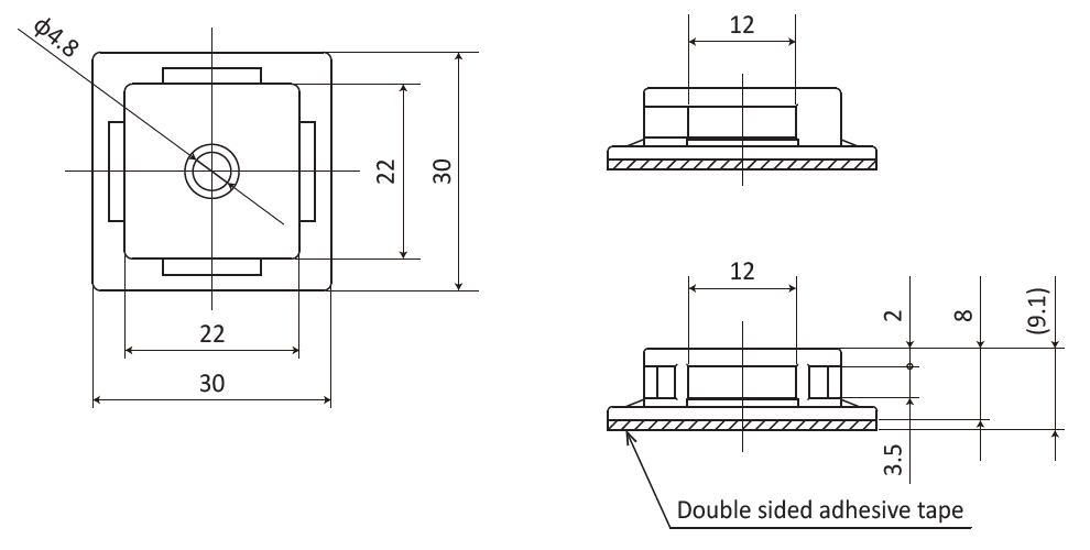 Clamp Base: OFTMS-30-R Dimension